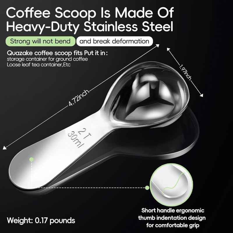 Quazake Coffee Scoop 2 tablespoon Measuring Spoons(30ml 2pcs), Ergonomics Design Coffee Scooper 2 tbsp Metal Stainless Steel Manufacture，coffee scoop for ground coffee Protein Powder Sugar Cereal,Etc. - Image 2